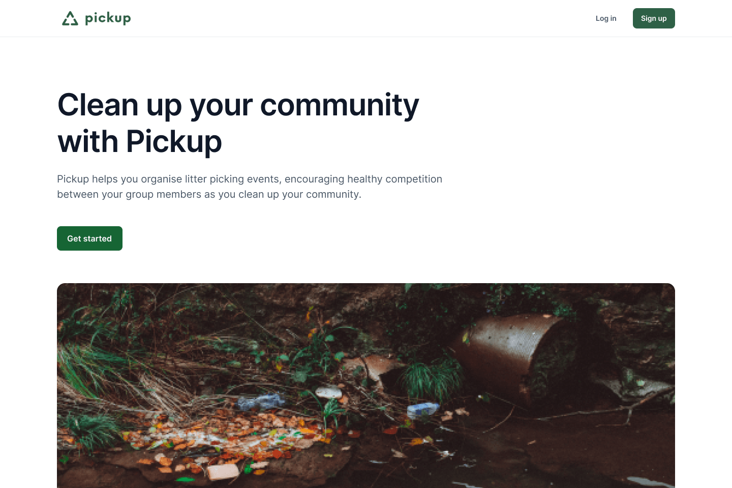 Homepage of Pickup website