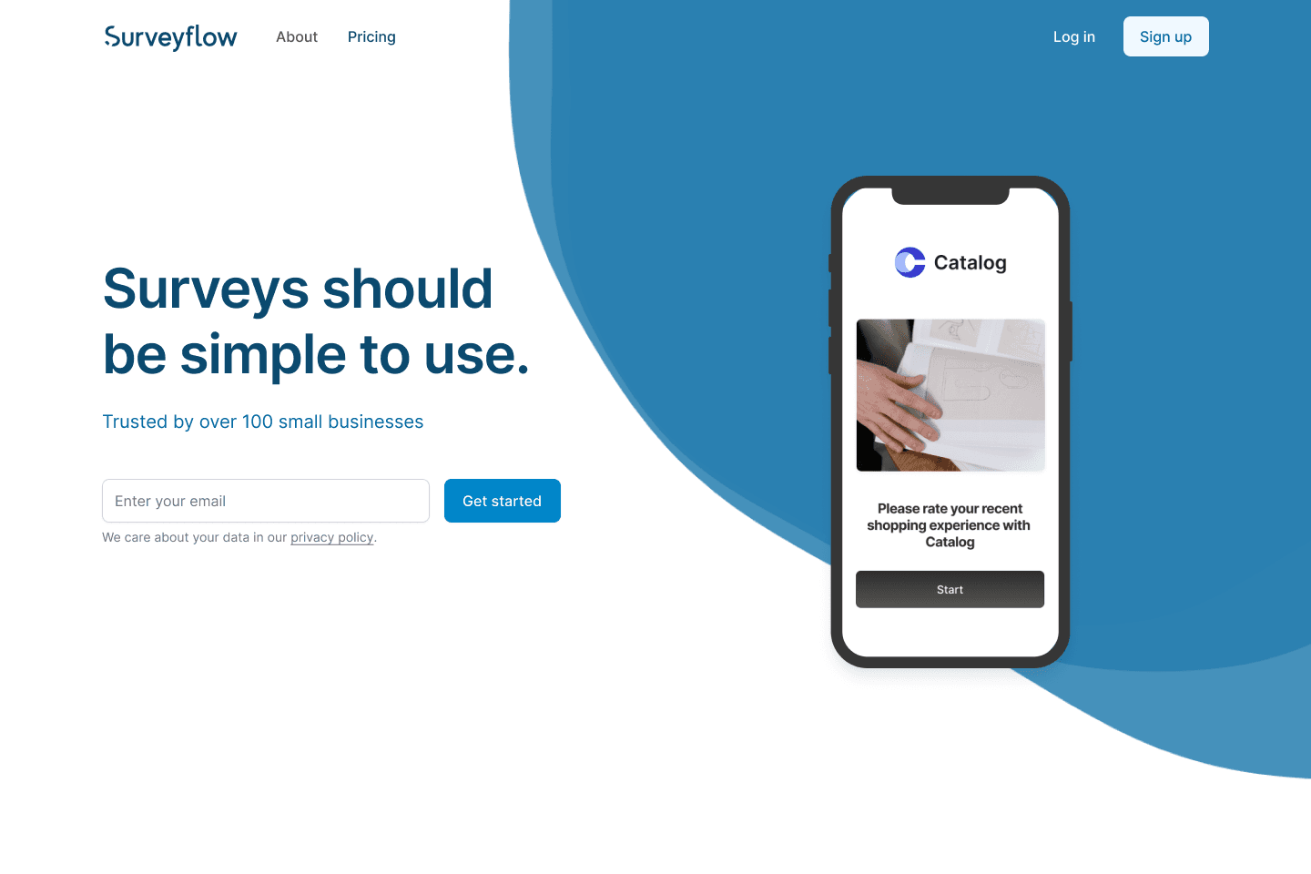 omepage of Surveyflow website